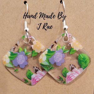 Hand Made By J Rae Floral Earrings.  Style E1062